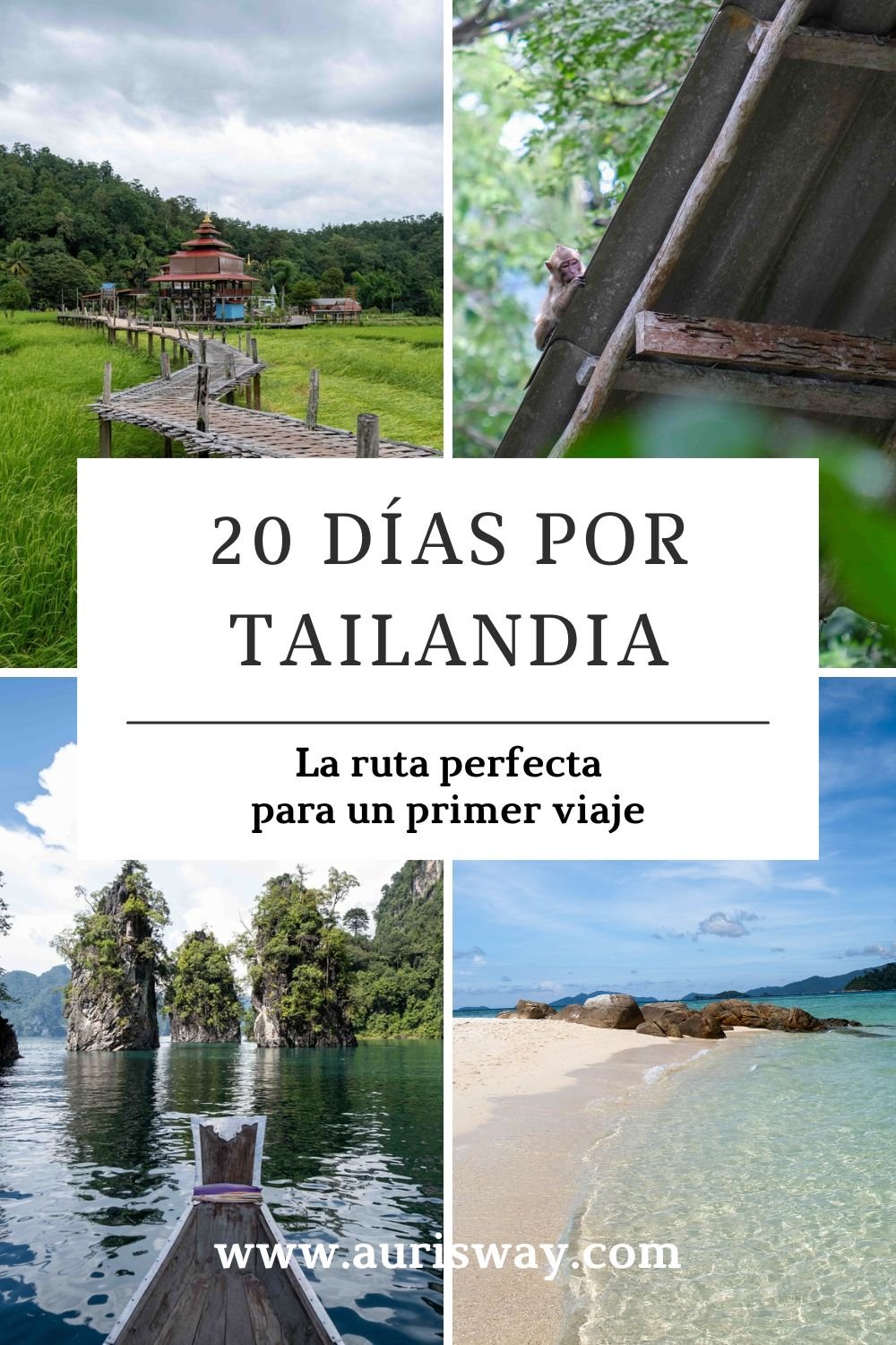 Pin Pinterest sobre la ruta de 20 días por Tailandia en formato mosaico