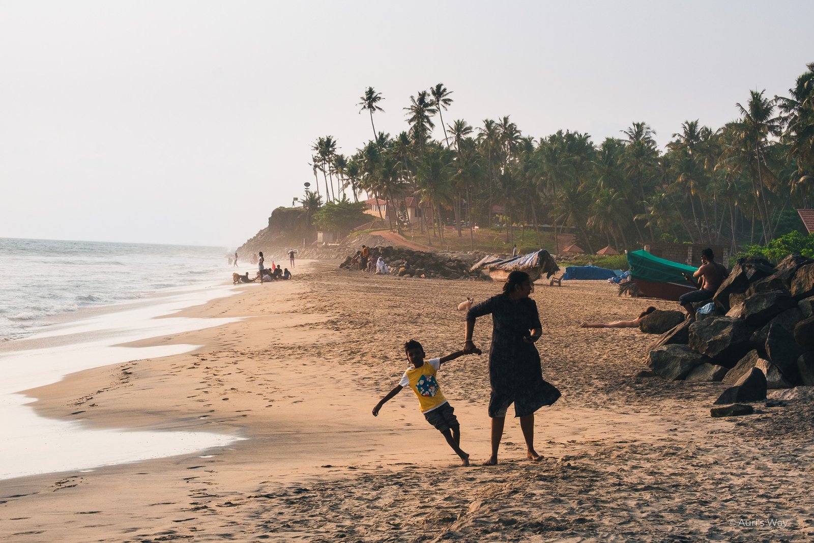 Les plages dorées de Varkala au Kerala en Inde.